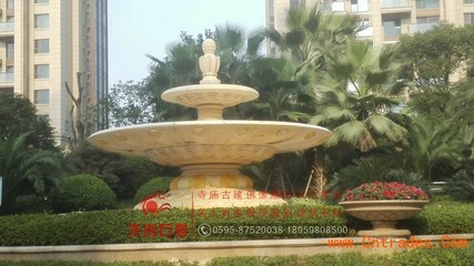 户外喷水池 黄锈石喷泉水钵 芝麻黑流水钵