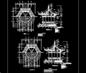 园林仿古建亭设计图纸免费下载 园林古建