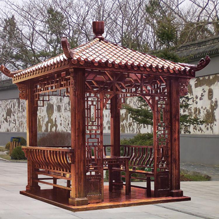 仿古双层防腐碳化木亭子定制 传承古韵，铸就户外园林景观新标杆
